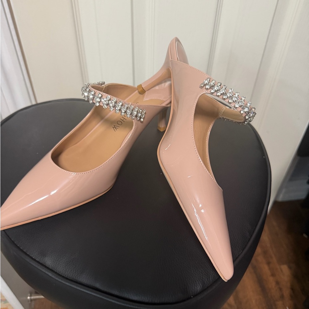 Source Unknown Pink Heels with Rhinestone Strap